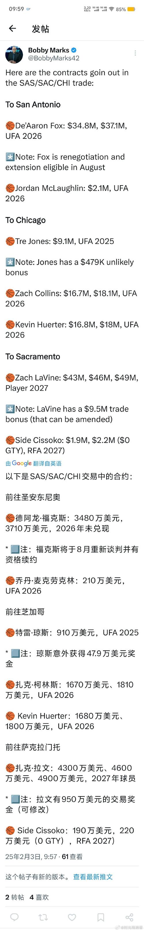 名记:福克斯无意和国王续约 国王主动联系福克斯提出交易